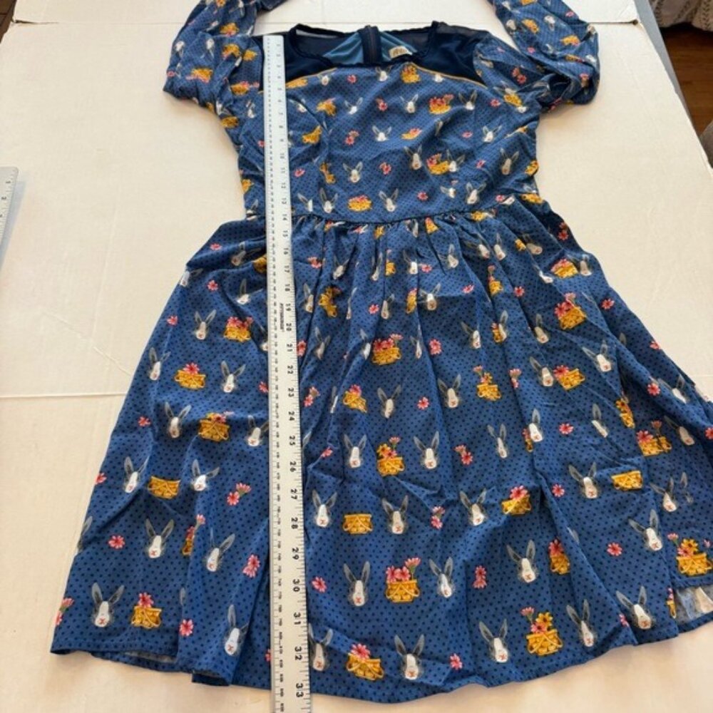 Antix Womens Dress Blue Rabbit Pattern Size XS (P) Knee Length Easter Spring - Picture 10 of 13